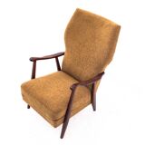 Yellow vintage armchair in bouclé fabric, Denmark, 1960s. After restoration.