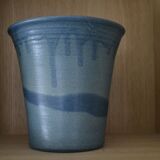 Vase artisanal en grès bleue