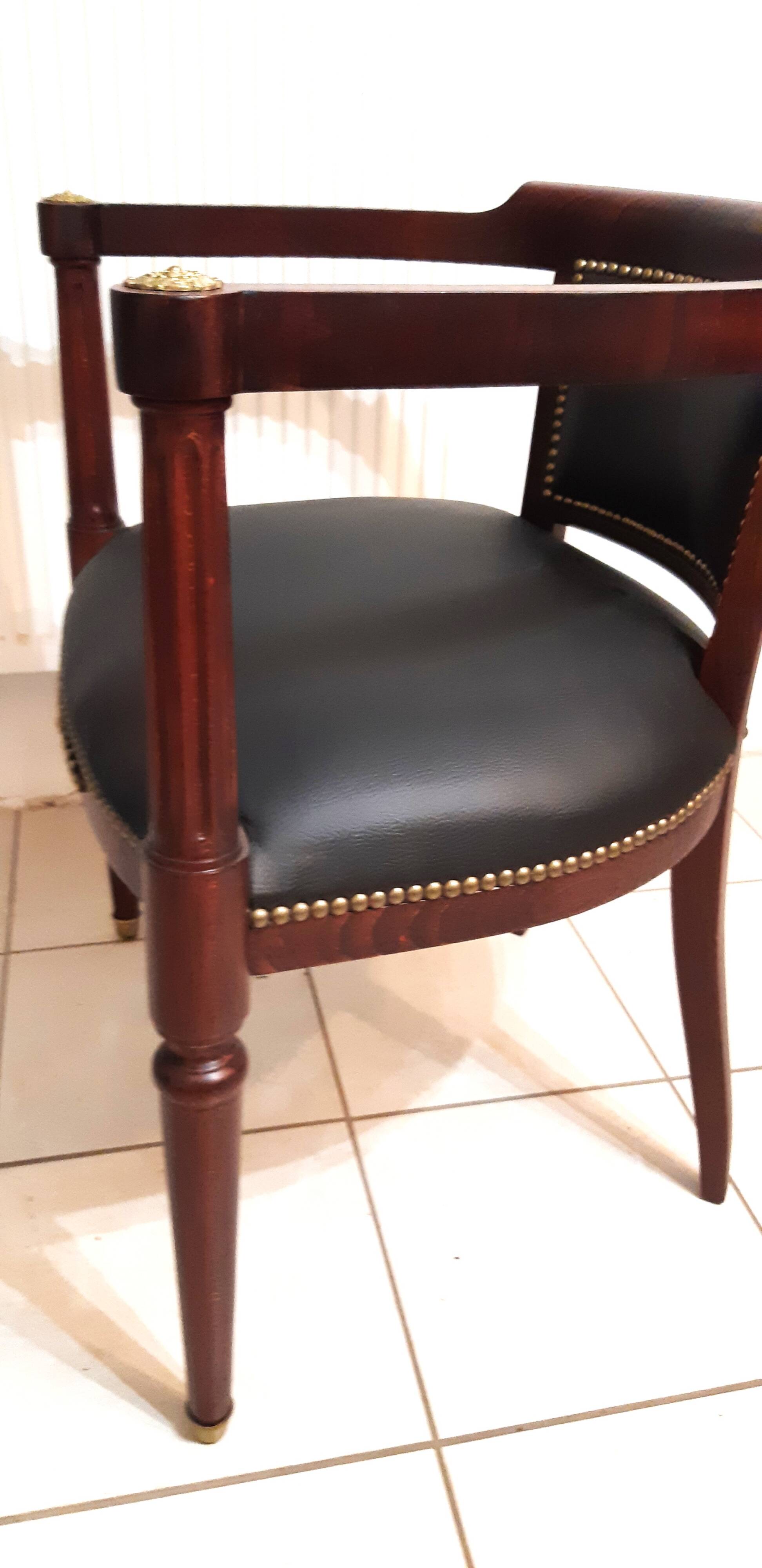 Louis XVI style office chair, mahogany, late 19th century, restored to new condition