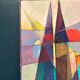 Oil on Swedish panel – 'Geometric Composition' by Stellan Widholm – Signed – vintage and framed – 35 × 32 × 5 cm