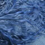 4x9 handmade wool blue vintage rug, 122x266cm