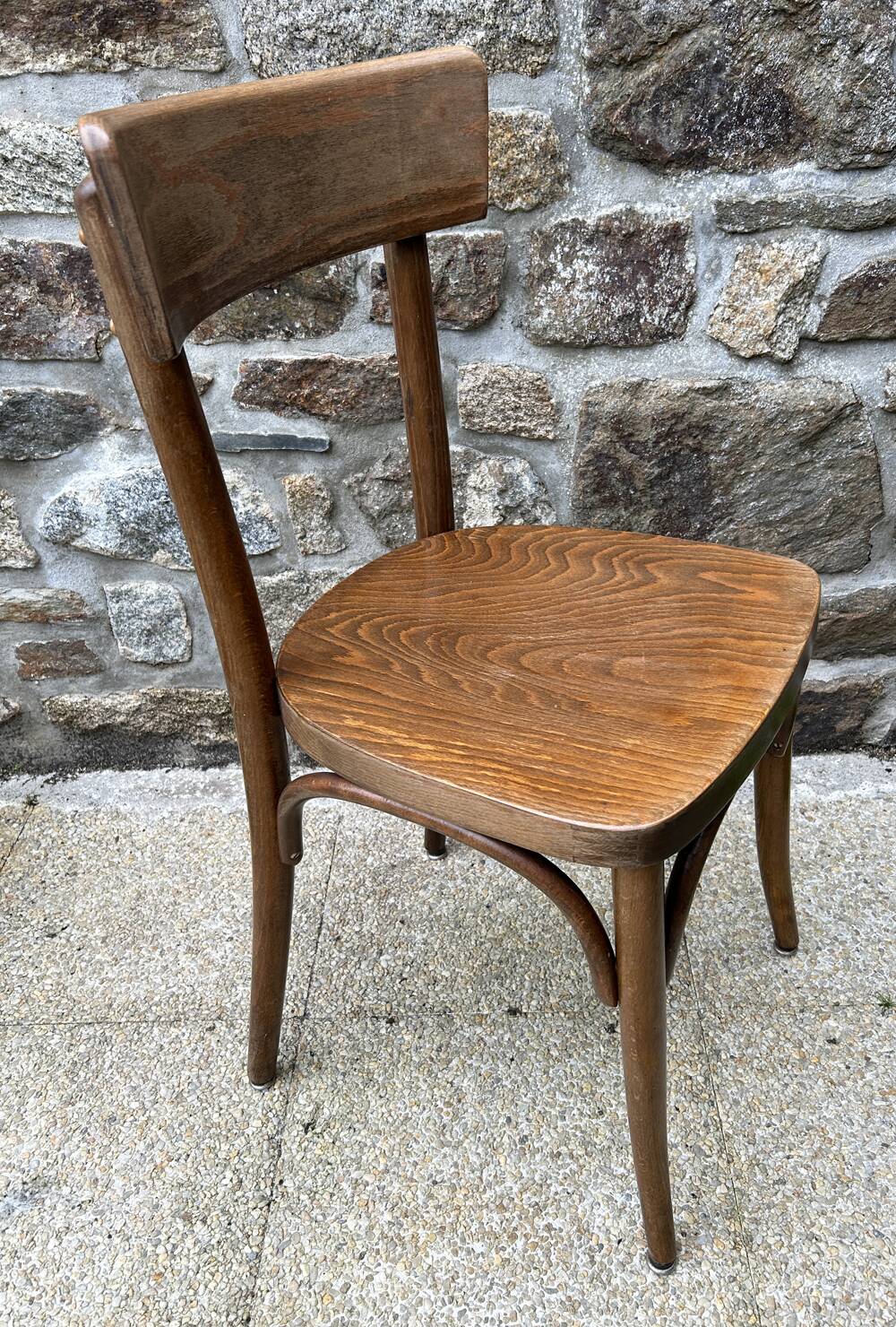 Set of 8 vintage bistro chairs, 50s, 60s, dark oak.