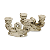 Set of two antique porcelain candle holders