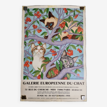 Exhibition poster after Jacqueline Bourdillon, European Cat Gallery, Paris 1988