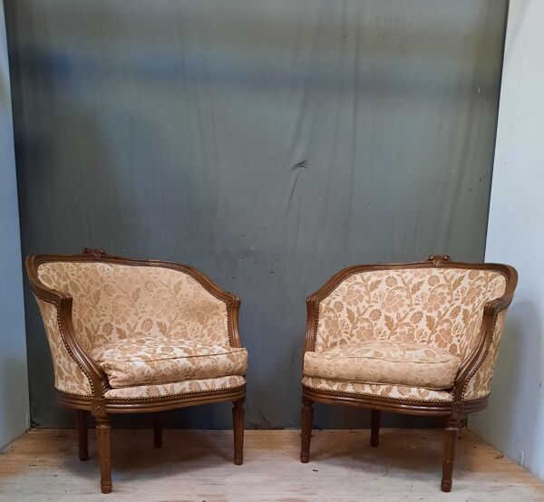 Paire de bergeres de style Louis XVI