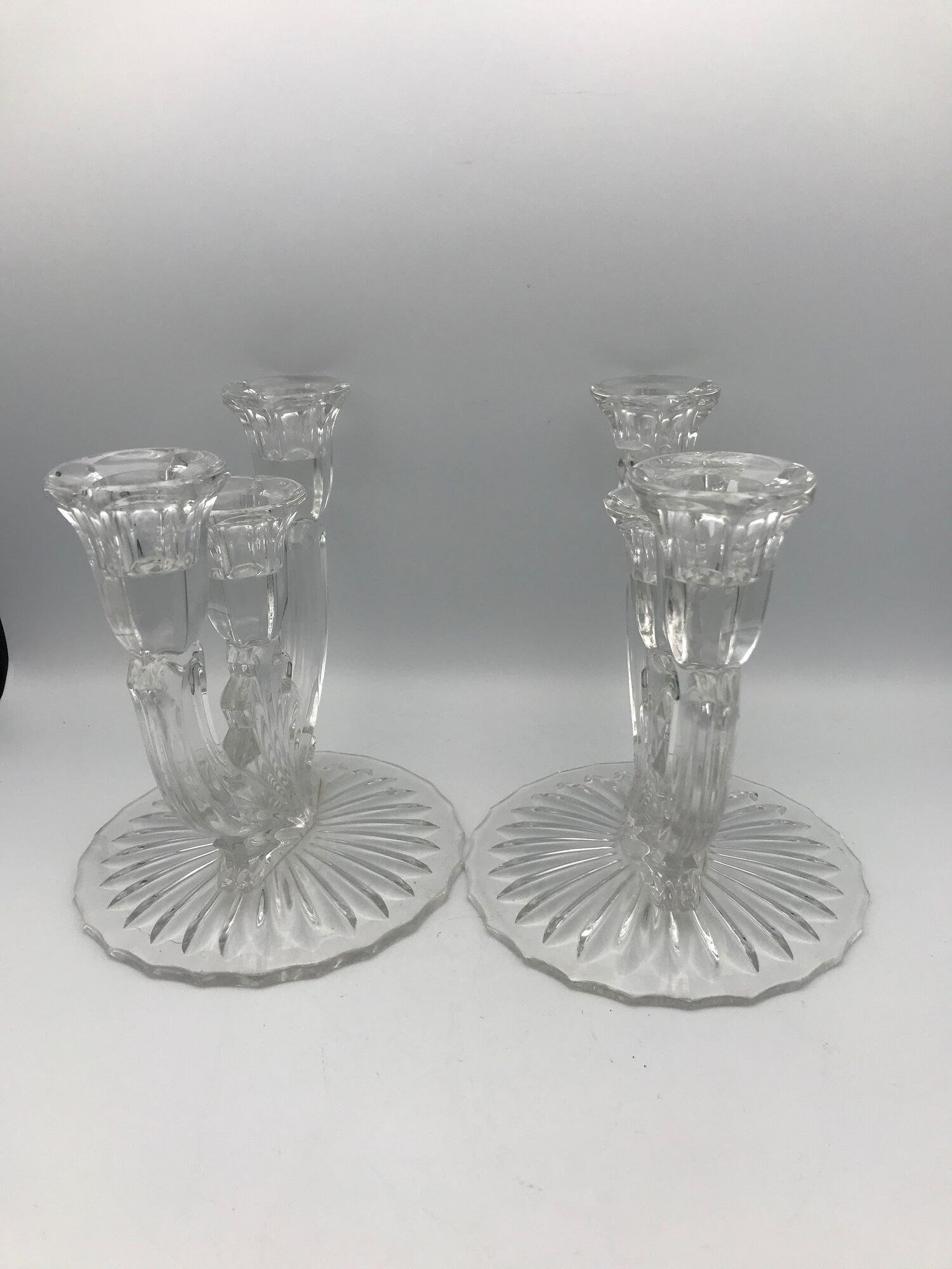 PAIR OF VINTAGE CANDLESTICKS IN CRYSTAL CANDLESTICK 3 BRANCHES ART DECO