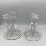 PAIR OF VINTAGE CANDLESTICKS IN CRYSTAL CANDLESTICK 3 BRANCHES ART DECO