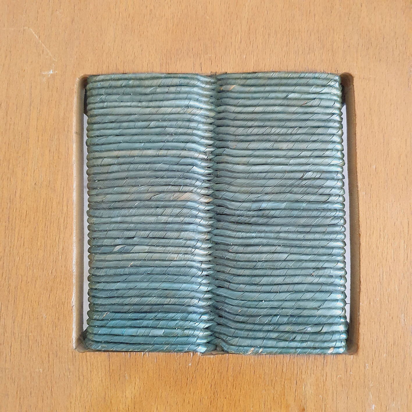 Pair of armchairs and vintage coffee table straw, wood and metal