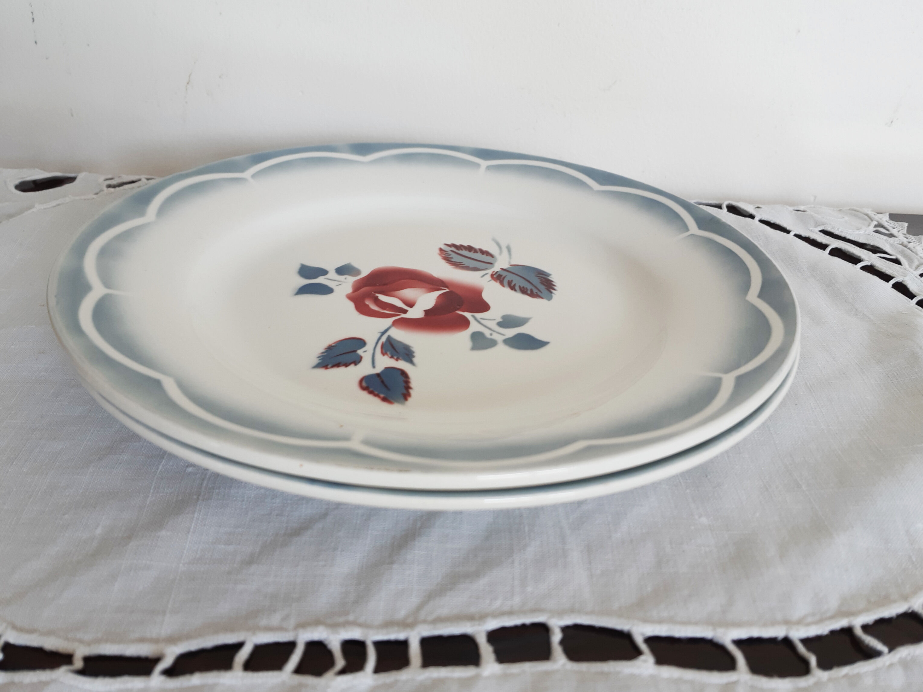Flat earthenware plates from Sarreguemines , Magali from Digoin