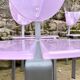 Serie de 8 chaises design en plexiglas parme