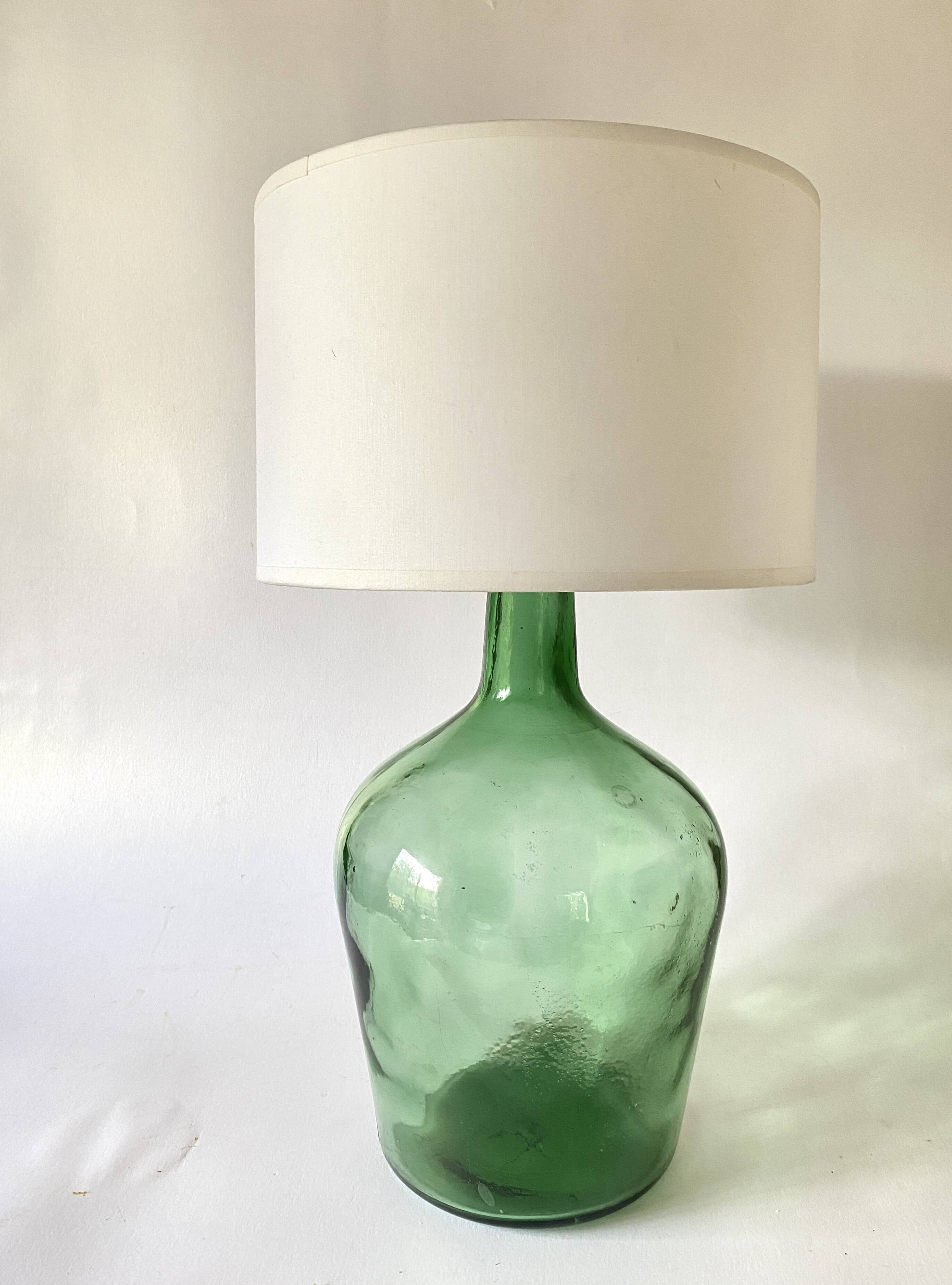 Glass lamp, braided fabric cable, new lampshade