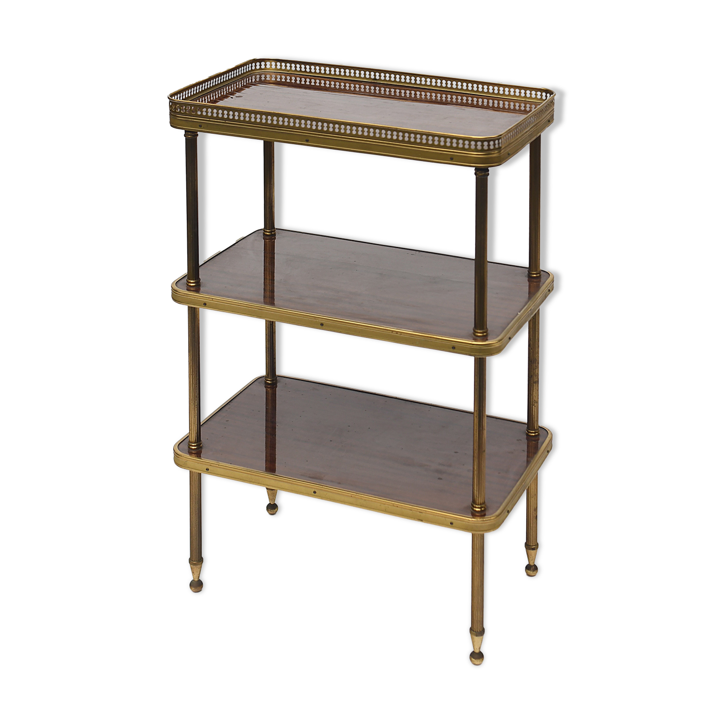 Vintage harness with 3 trays in formica and golden brass
