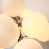 1970s floor lamp in chromed metal and opaline