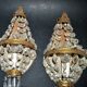 Pair of vintage lamps: wall lights with gold trim and cut crystal.