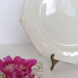 Creil and Montereau plates, 19th century, Perle model, ivory / set of 2