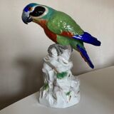 Perroquet en porcelaine de Saxe 19e signée