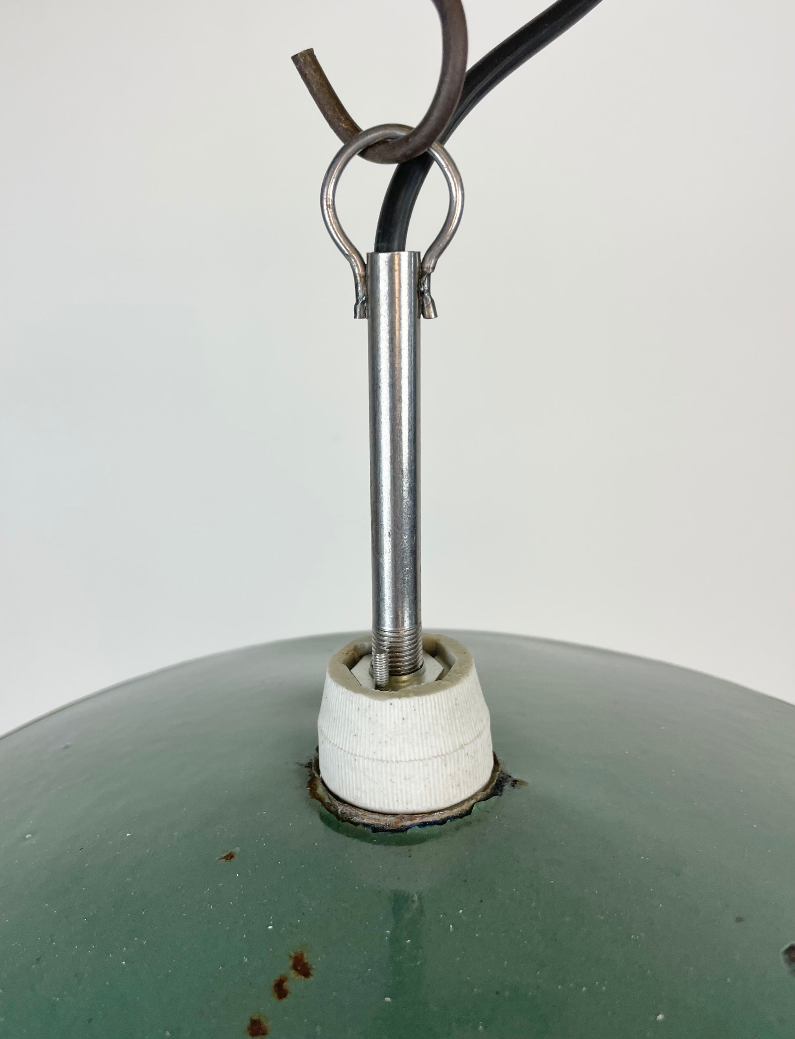 Industrial petrol enamel pendant light, 1970s