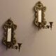 Pair of Antique Brass Wall Sconces with Mirror