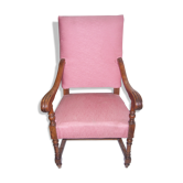 Fauteuil dossier haut en tissu en bois