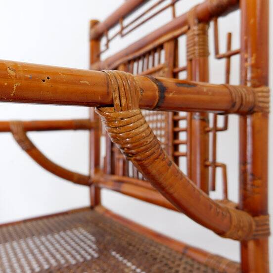 Pair of Asian style bamboo armchairs - France circa 1962