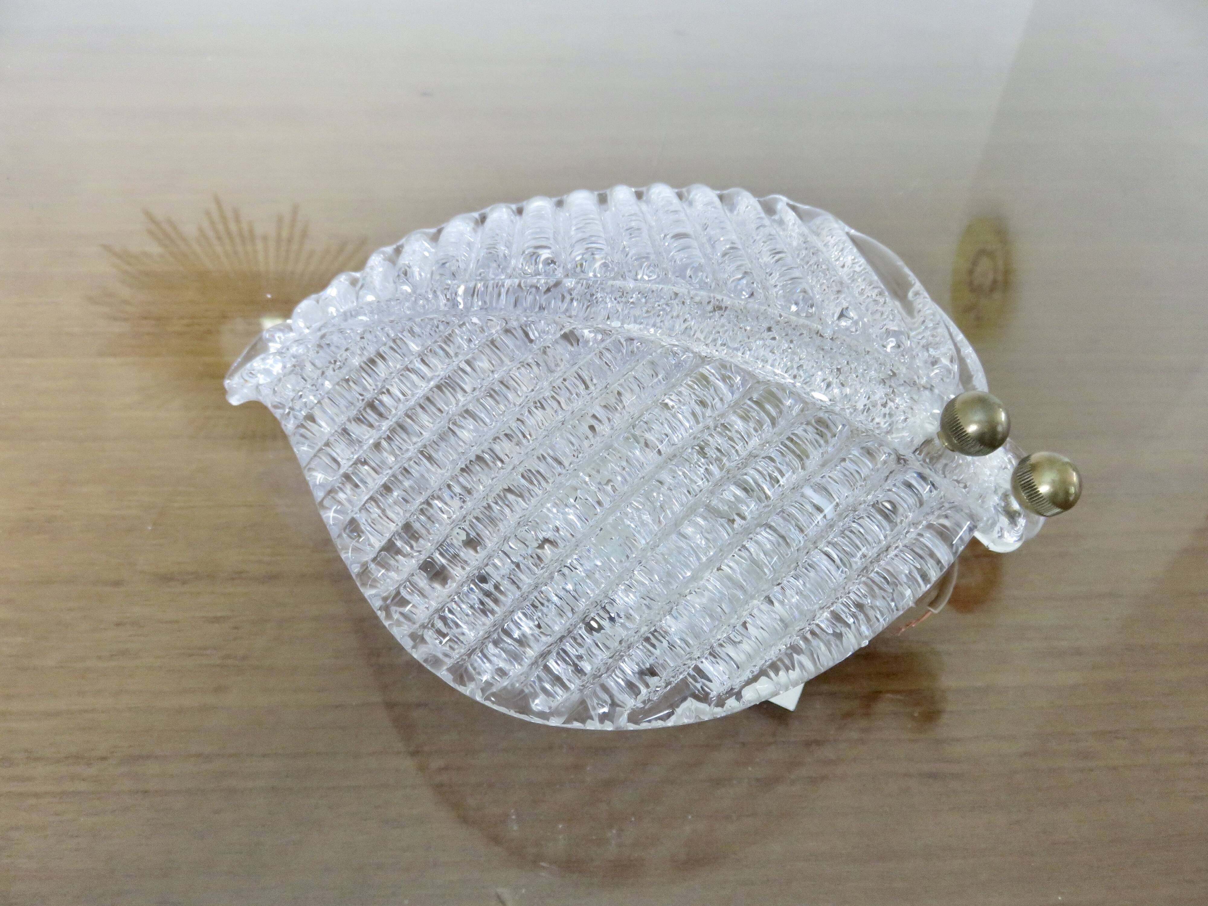 Barovier & Toso "leaf" wall lamp in Murano glass, 1970, vintage, Italy