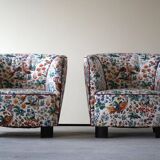 Set of curved Danish club chairs from the mid-century, Viggo Boesen style, 1940s.