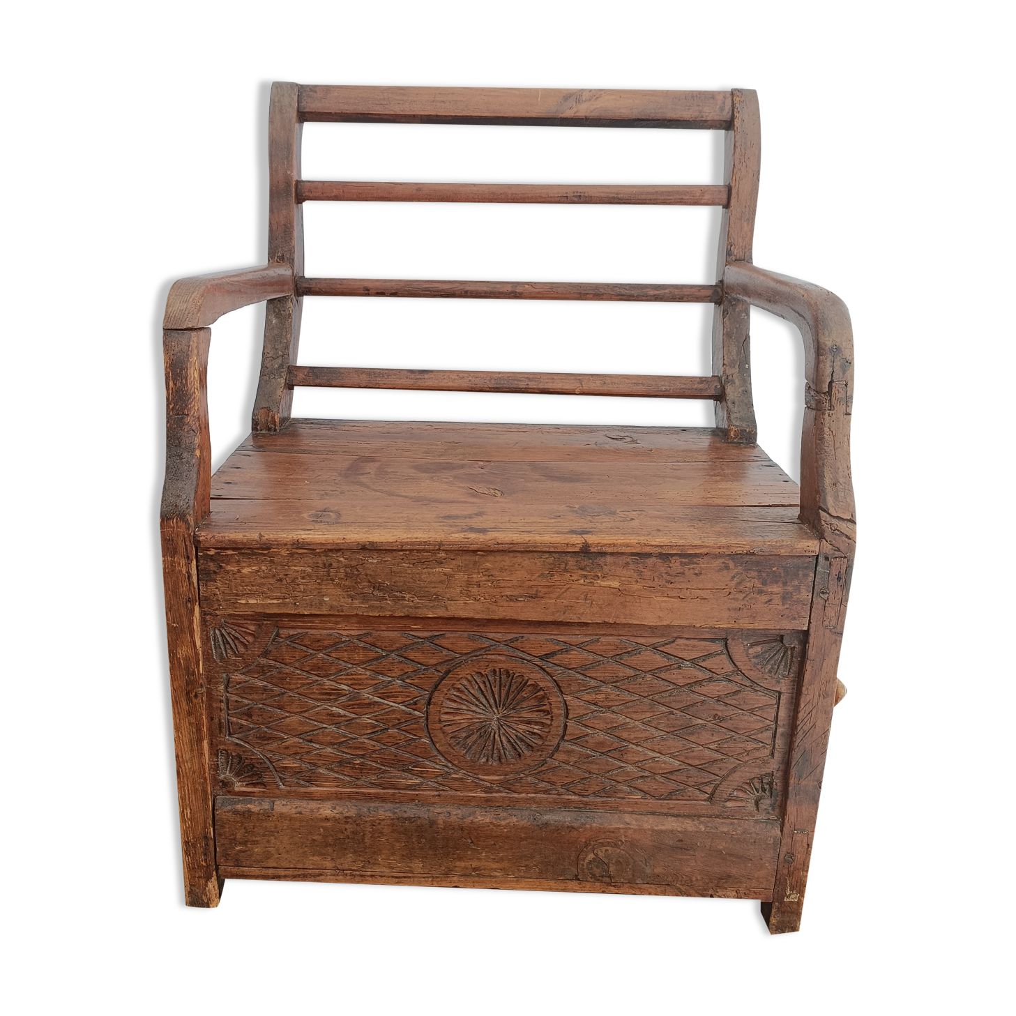 Fauteuil coffre bois rustique
