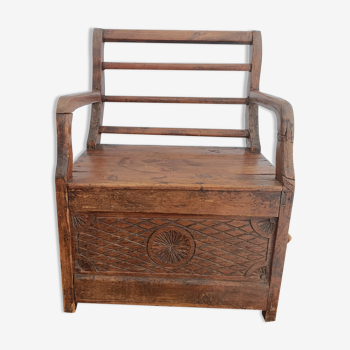 Rustic wooden chest armchair
