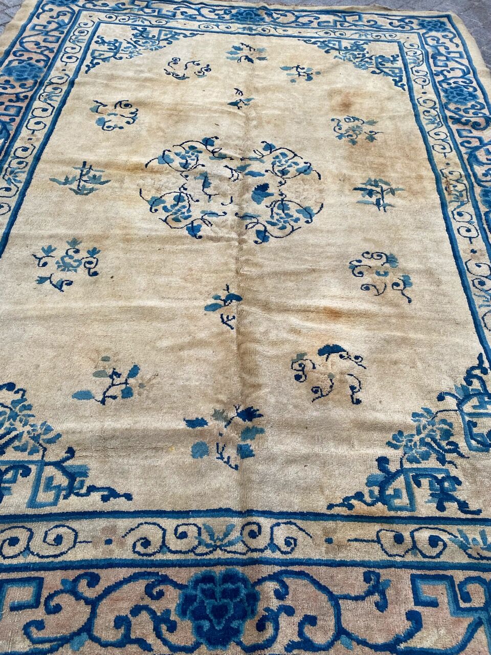 Tapis ancien chinois pékin fait main 194x260 cm