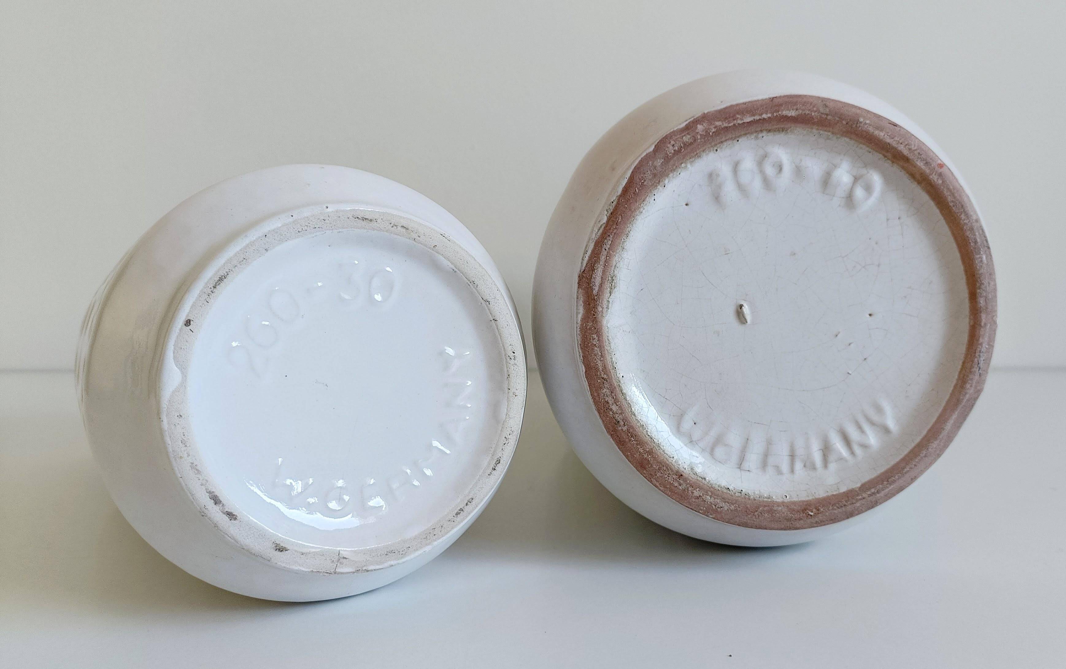 Mid-Century White Glazed West Germany Large Ceramic Vases by Scheurich, 1950s