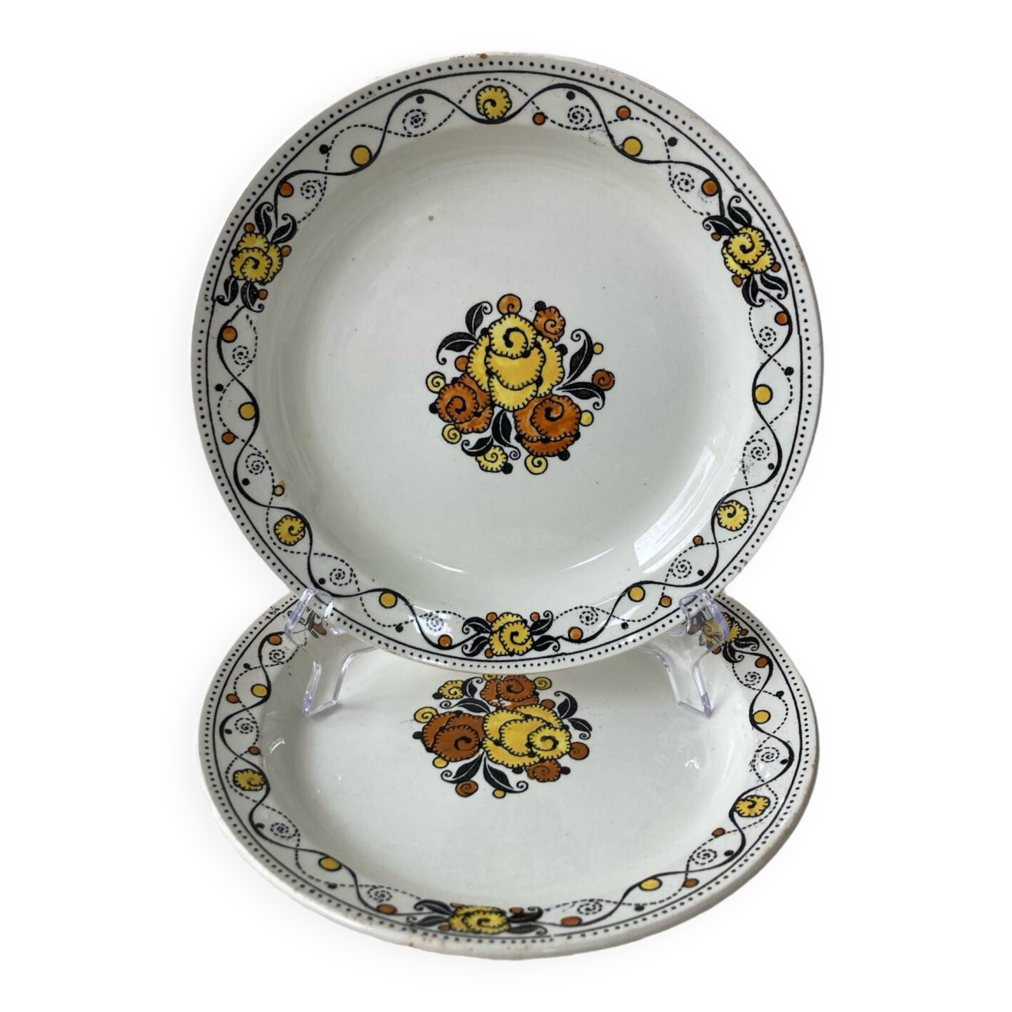 2 Art Deco dinner plates Boch Frères La Louvière Belgium