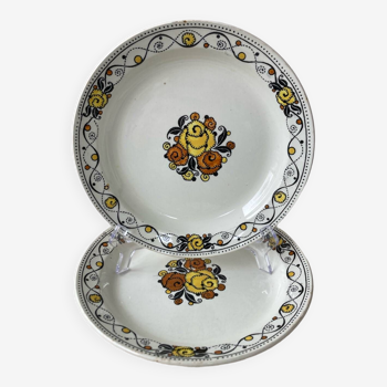 2 Assiettes plates Art Déco Boch Frères La Louvière Belgique