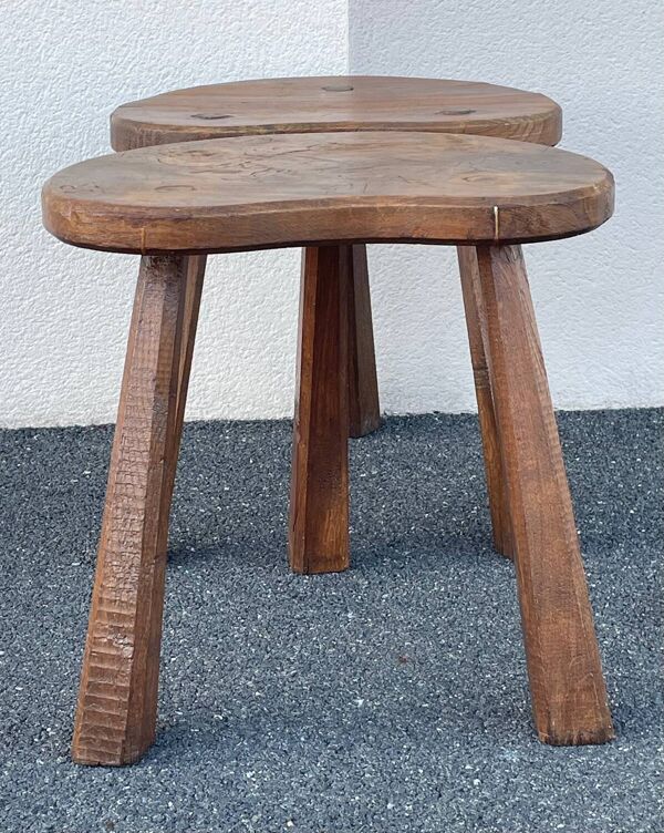 Tabouret tripode français brutaliste