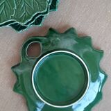 Assiette en barbotine feuille