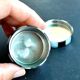 Vintage round box in mother-of-pearl and tortoiseshell-style resin - ring sizer pillbox snuff box