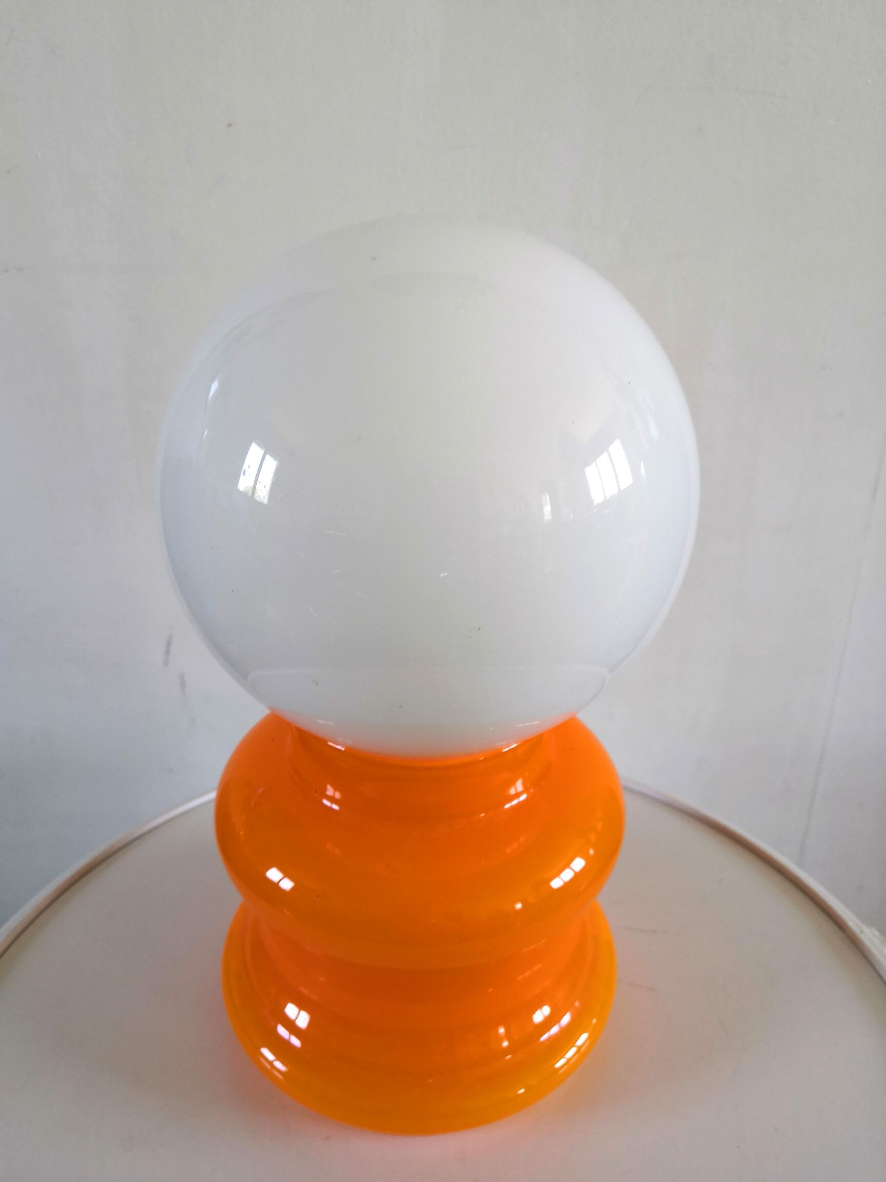 Lampe opaline orange design années 70