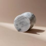 Vintage Marble Egg Cups Set of 6 in Grey and White Marble – Handcarved, Mid-Century Italy Tableware
