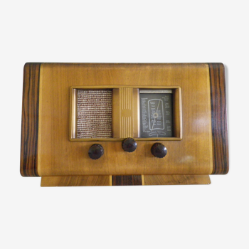 Poste de radio vintage de décoration bois bakélite institut electroradio Paris années 50