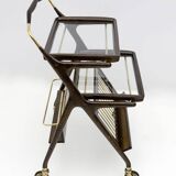 Mid-Century Italian Walnut and Brass Bar Cart, 1950