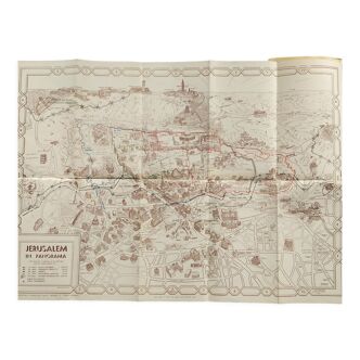 Plan panoramique de la ville de Jérusalem 1950's