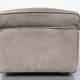 Luxurious, comfortable, gray leather vintage footstool
