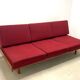 Beech sofa bed & red fabric by Drevotar Czech vintage 1960s