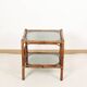 Bedside table or coffee table in bamboo and smoked glass, double top, 70s