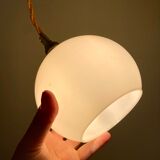 Vintage globe pendant lamp in white opaline