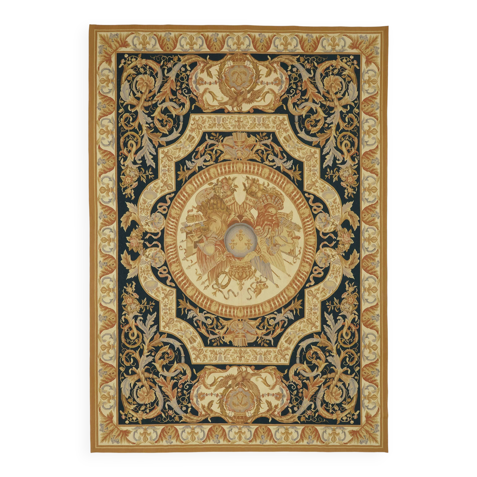 Handmade European Vintage Aubusson Kilim 304 cm x 433 cm