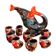Pichet poisson Vallauris et 8 chopes