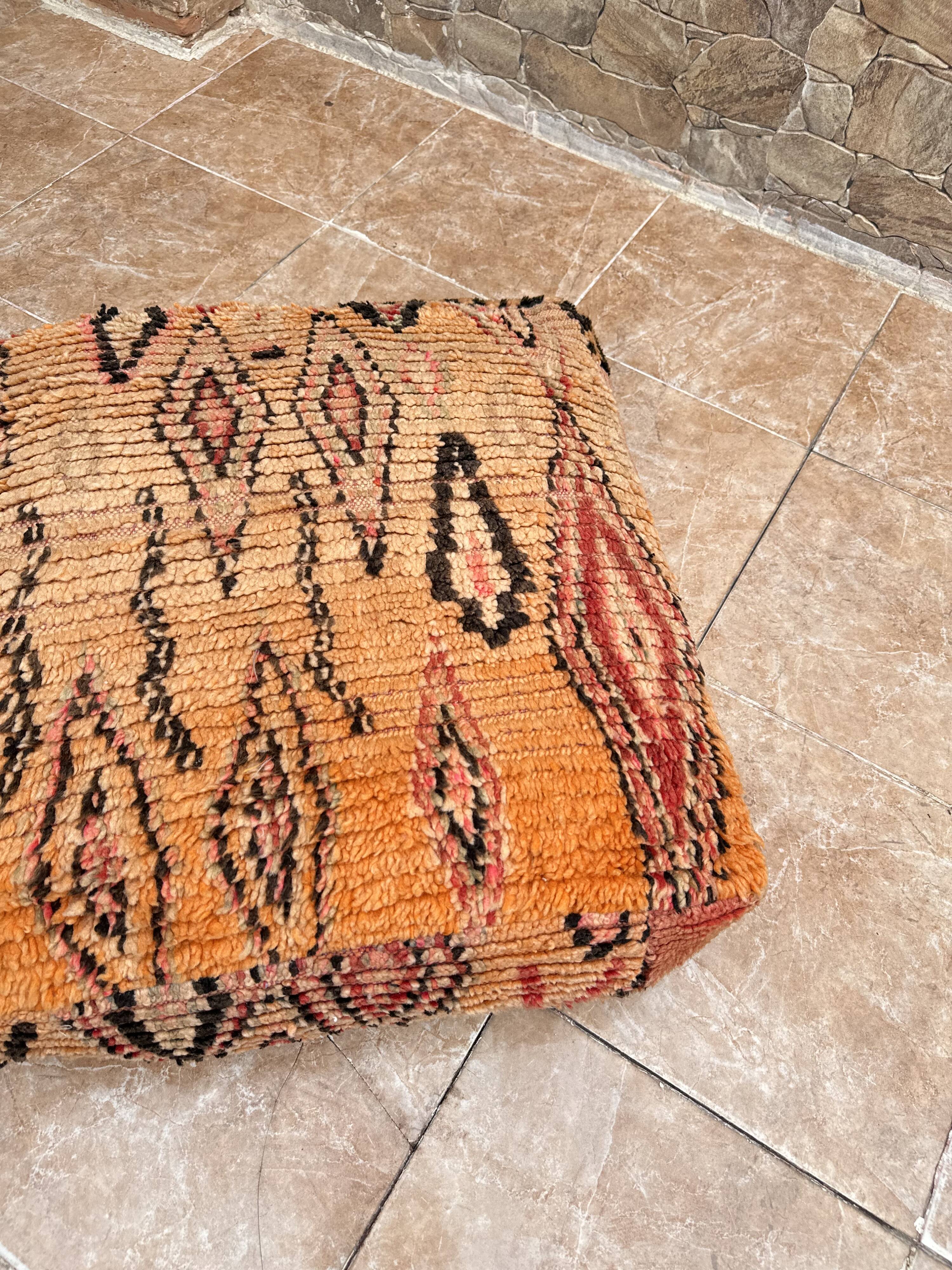 Handmade Berber Kilim pouf, floor cushion