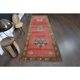 Handmade Turkish Vintage Oushak Runner Rug Pink Green Runner 105x327