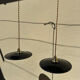 2 vintage enamelled sheet metal pendant lights