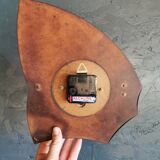 Vintage formica clock silent asymmetrical wall pendulum "BC Paris white red"